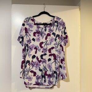 Alfani 3x short sleeve tee floral purple fancy
